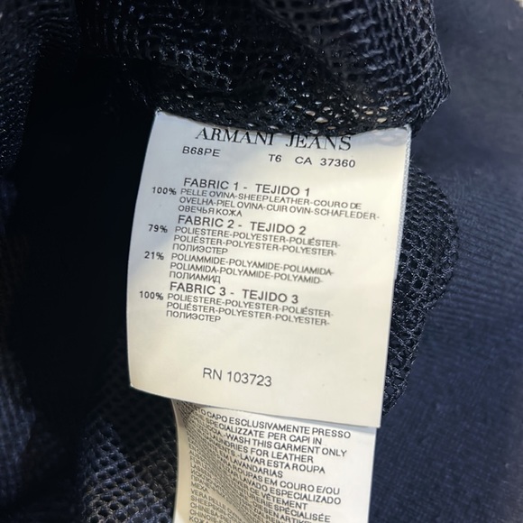 Armani Jeans Leather Jacket Mens Large Navy Blue - Picture 3 of 8